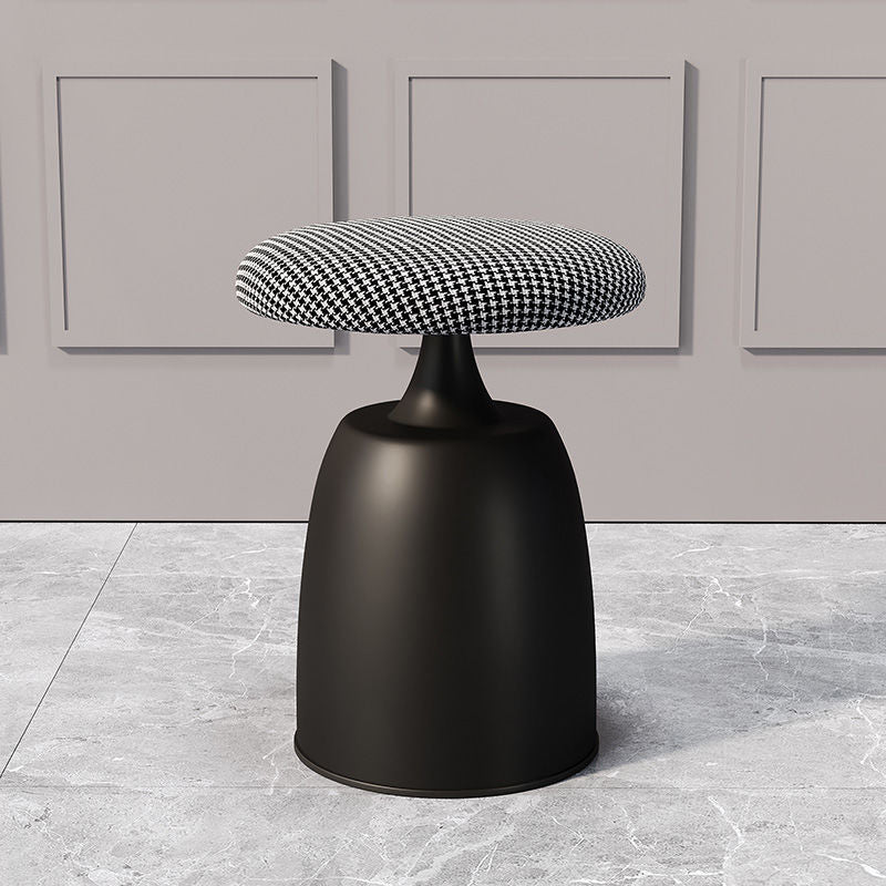 Minimalist Cylinder Fabric Metal Vanity Stool