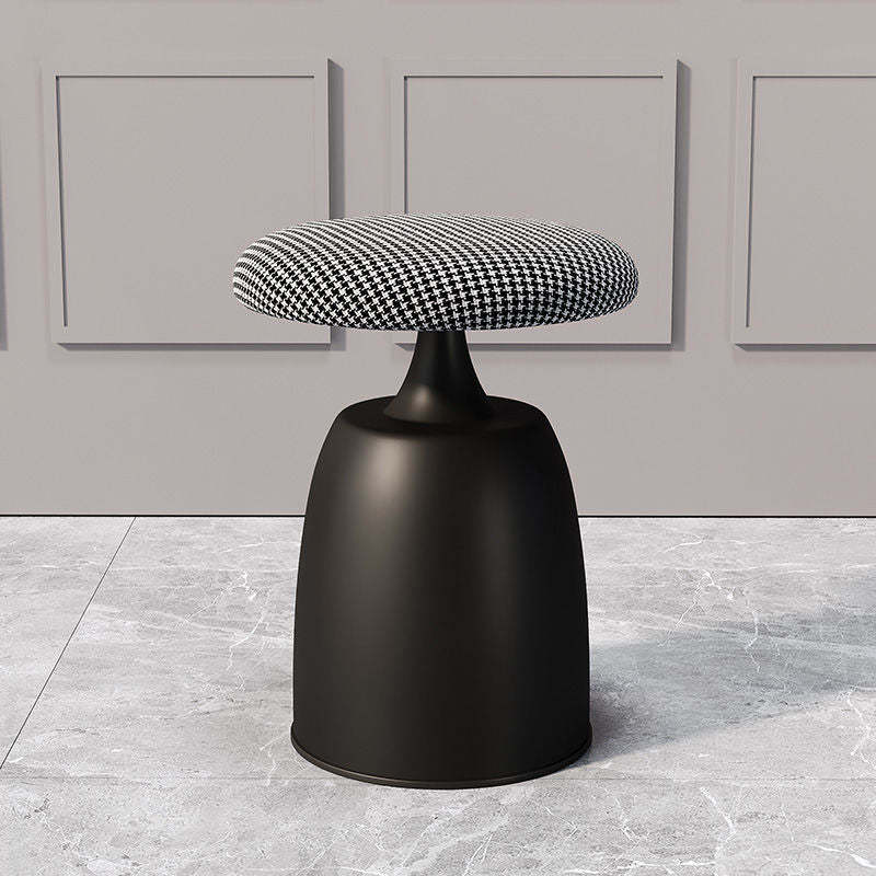 Minimalist Cylinder Fabric Metal Vanity Stool