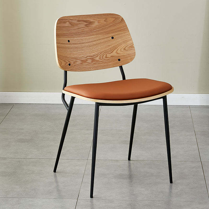 Scandinavian Leather Metal Dining Chair