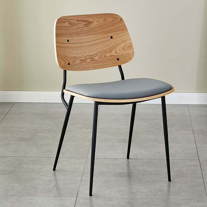 Scandinavian Leather Metal Dining Chair