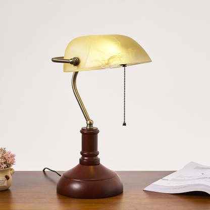 Vintage Solid Wood Glass Bank Zipper Lamp