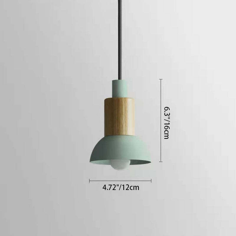 Scandinavian Irregular Cylinder Iron Wood Pendant Light