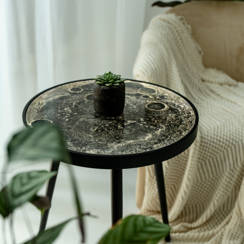 Lunar Surface Resin Wood Coffee Table