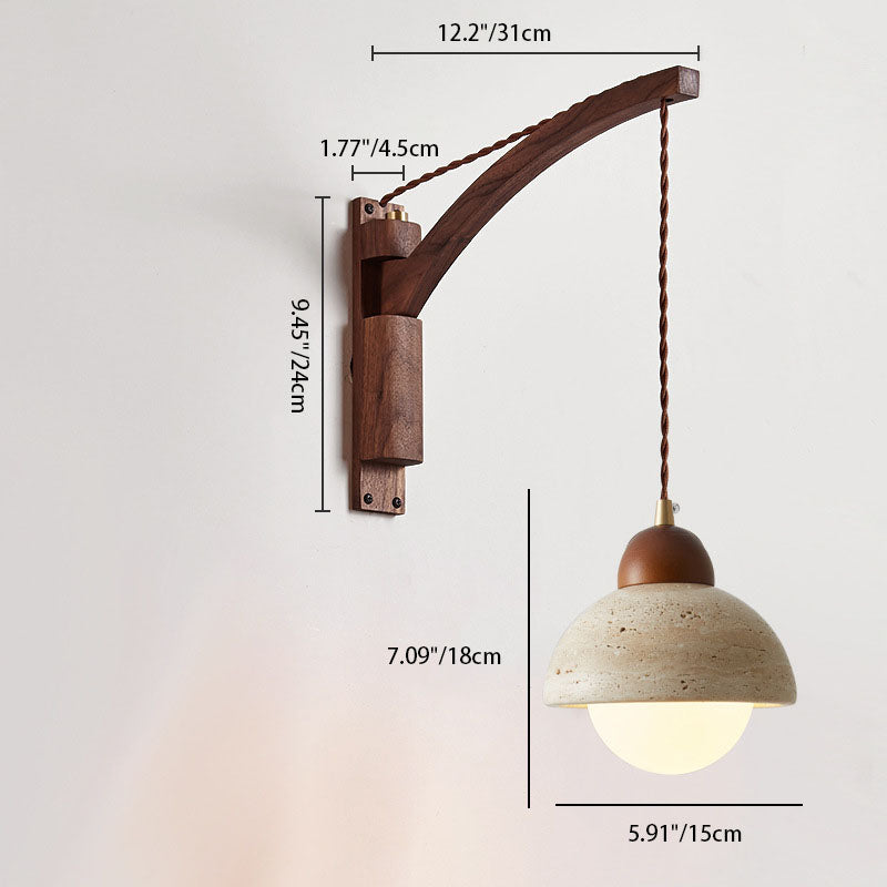 Japanese Wabi-Sabi Solid Wood Glass Horn Sconce