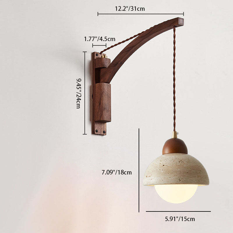Japanese Wabi-Sabi Solid Wood Glass Horn Sconce