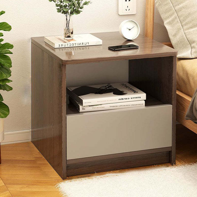 Modern Square 1-Drawer Nightstand — B - Black Walnut Color