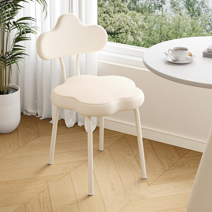Nordic Flower Leather Swivel Dining Chair — No Swivel / White