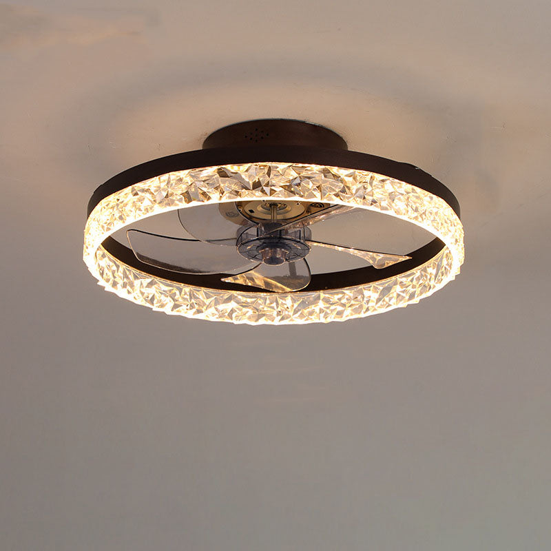 Modern Circle Ring LED Semi-Flush Ceiling Fan Light