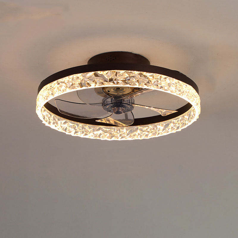 Modern Circle Ring LED Semi-Flush Ceiling Fan Light