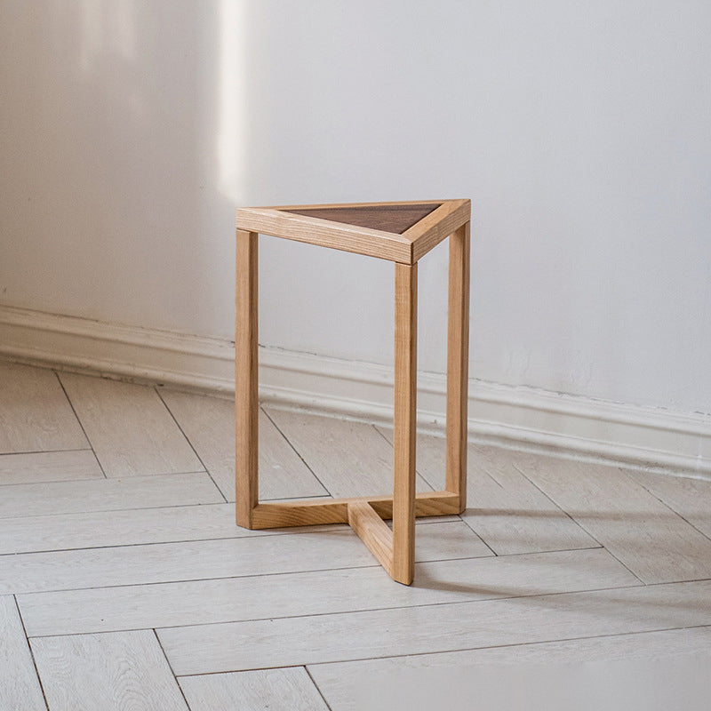 Modern Round Triangle Wood End Table