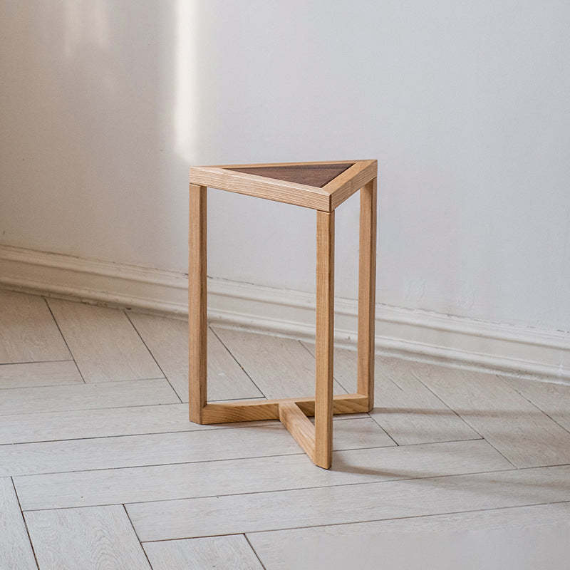 Modern Round Triangle Wood End Table