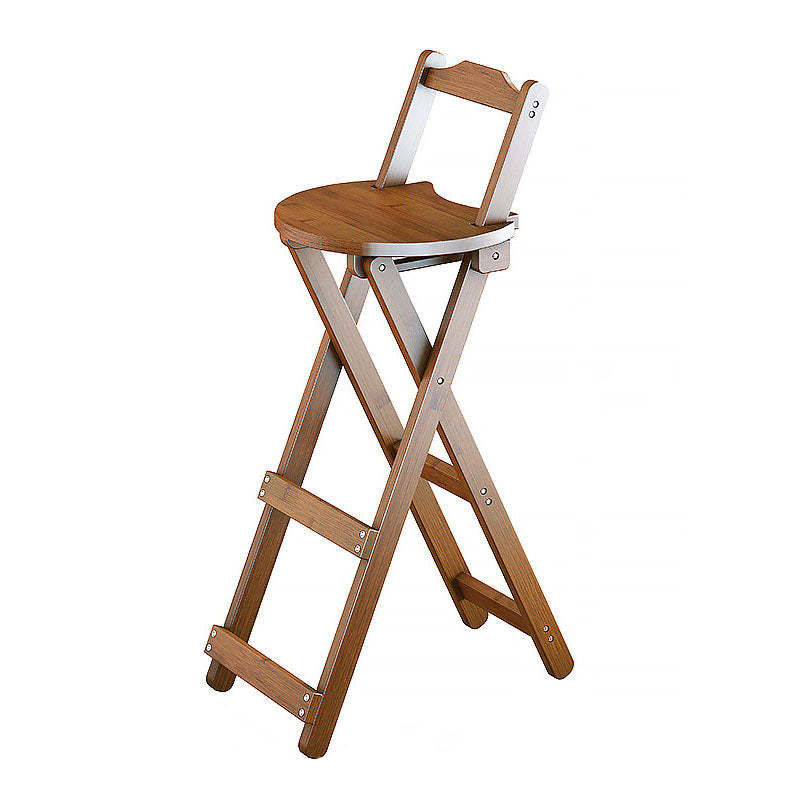 Lighom minimalist foldable x-leg oak bar & counter stools — Large / Walnut
