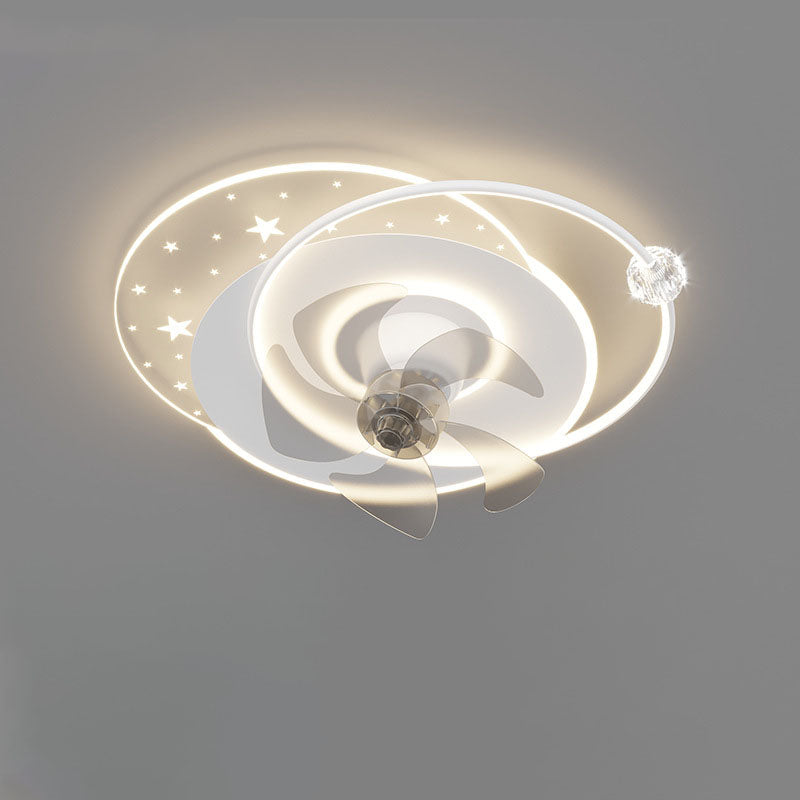 Contemporary Iron Acrylic Round LED Semi-Flush Fan Light