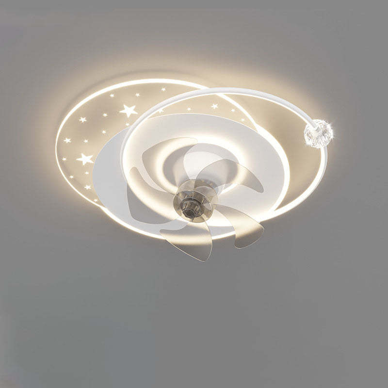 Contemporary Iron Acrylic Round LED Semi-Flush Fan Light