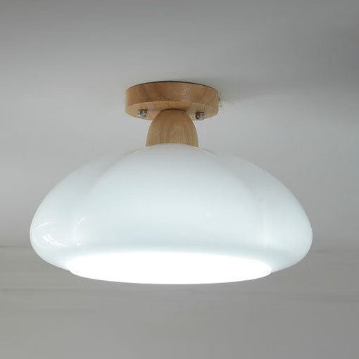 Modern Cream Rubberwood 1-Light Ceiling Light — Yellow / 110V-120V For US/CA