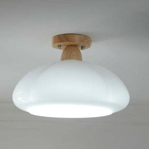 Modern Cream Rubberwood 1-Light Ceiling Light — Yellow / 110V-120V For US/CA