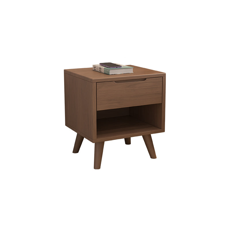 Modern Cubic Rubber Wood 1/2-Drawer Nightstand