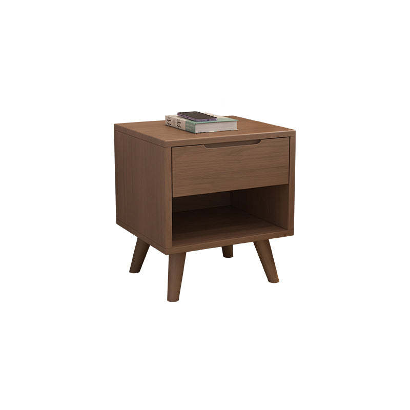 Modern Cubic Rubber Wood 1/2-Drawer Nightstand