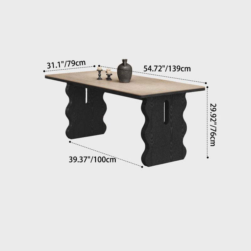 Retro Wave Wood Slate Dining Table
