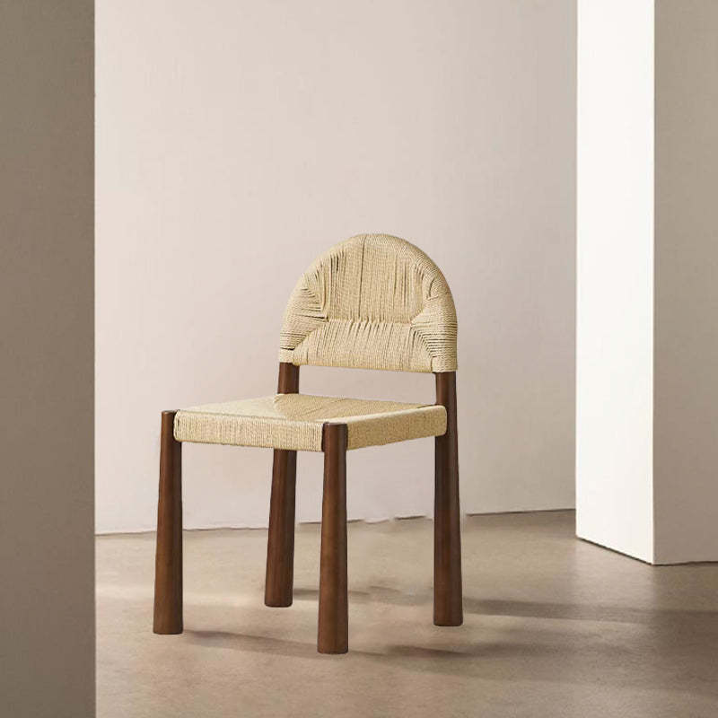 Rattan dining chairs & benches in walnut