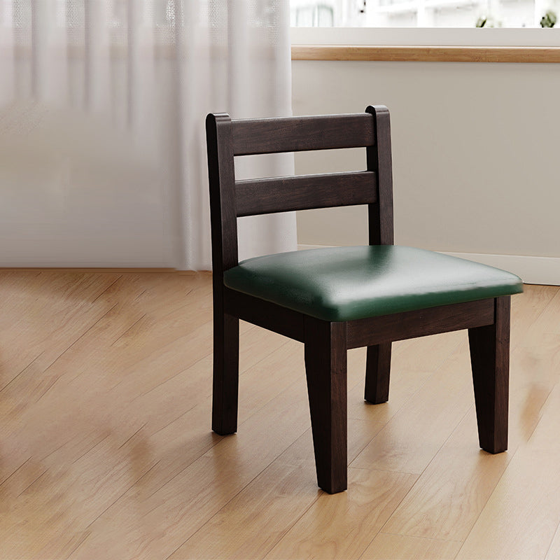 Minimalist Square Leather Solid Wood Chair — A - Wood
