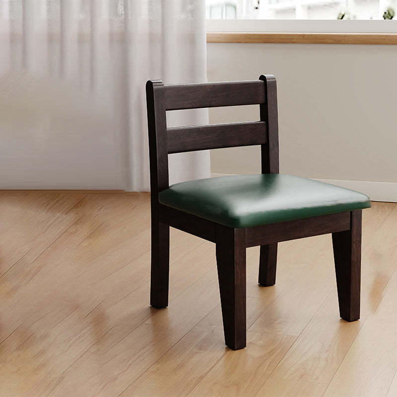 Minimalist Square Leather Solid Wood Chair — A - Wood