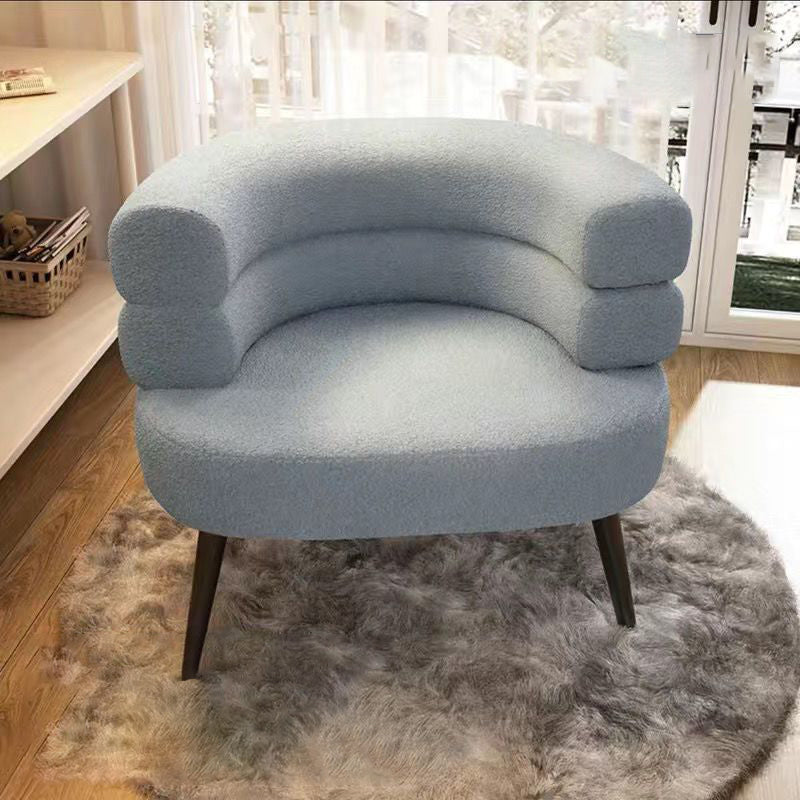 Nordic Curved Lambswool Steel Accent Chair