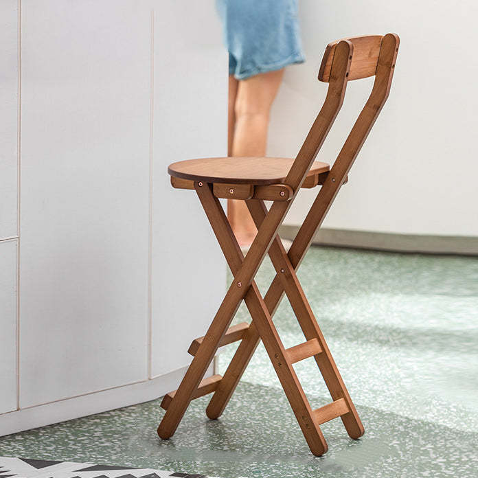 Lighom foldable round wood bar & counter stools for dining room — 16" L x 10.25" W x 36.25" H / Teal