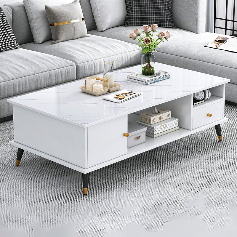 Nordic Rectangular Engineered Wood Iron Coffee Table