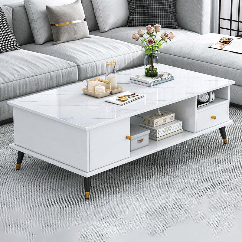 Nordic Rectangular Engineered Wood Iron Coffee Table