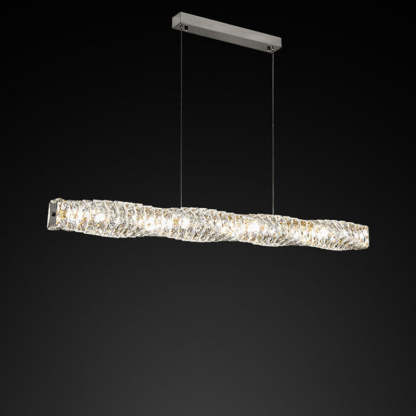 Modern Stainless Steel Crystal Strip LED Island Pendant