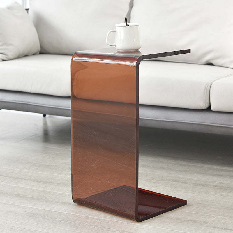 Minimalist Slab Plastic Acrylic End Table — Brown