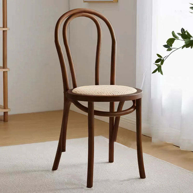 Vintage Curved Wood Wicker Dining Chair