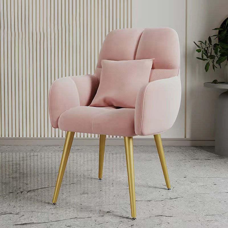 Minimalist Square Vanity Stool with Backrest — Gold / Light Gray