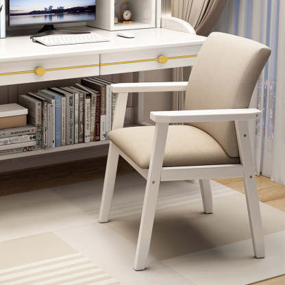 Nordic Fabric Wood Desk Chair — Walnut