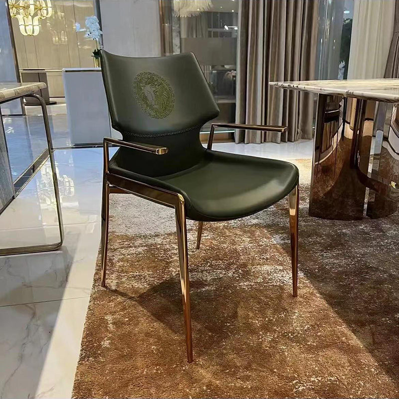 Contemporary Leather Tapered-Leg Dining Chair