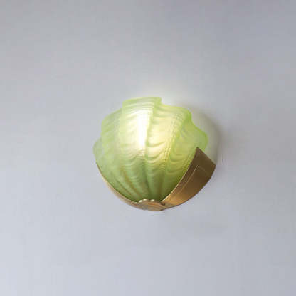 Art Deco Shell Brass Glass Wall Sconce