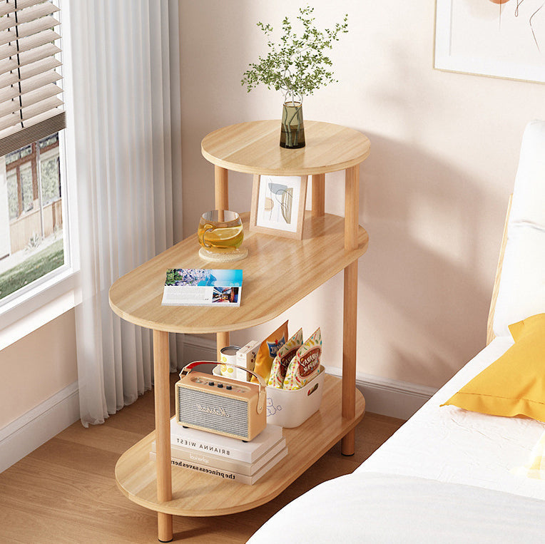 Minimalist Oval Solid Wood 3-Tier End Table