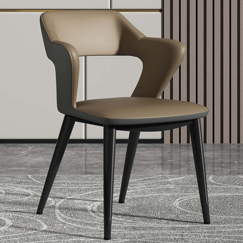 Scandinavian Leather Fabric Wing Dining Chair — Fabric - Orange