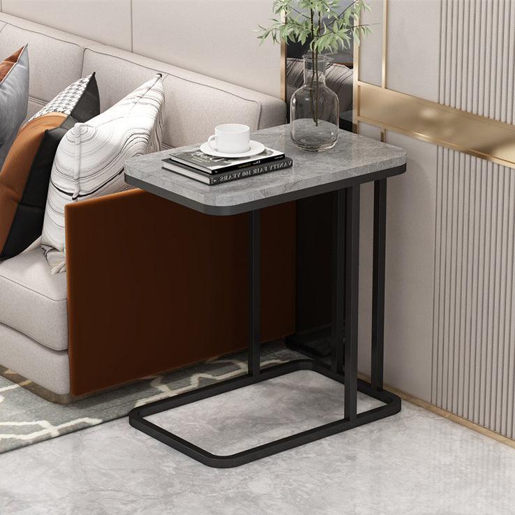 Minimalist Square Metal Panel End Table — A / Gray Tabletop - Black Frame