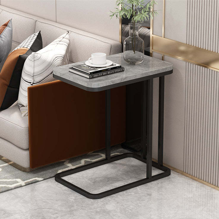 Minimalist Square Metal Panel End Table — A / Gray Tabletop - Black Frame