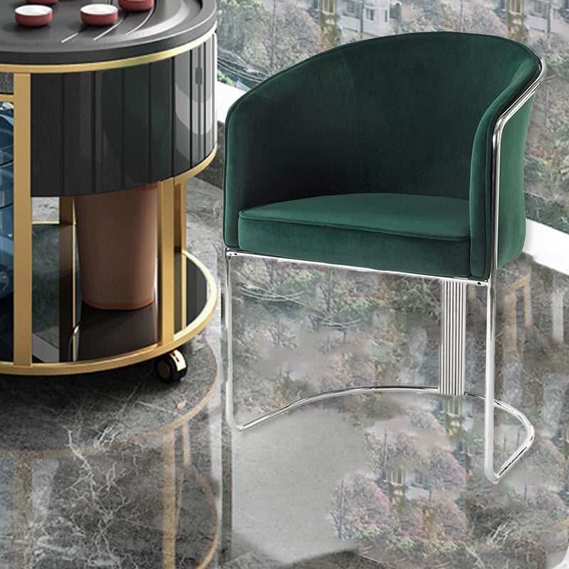 Modern Half-Round Curved Leather Metal Dining Chair