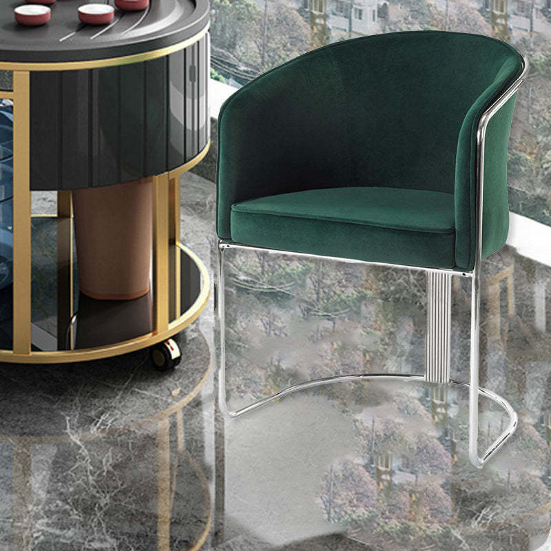 Modern Half-Round Curved Leather Metal Dining Chair