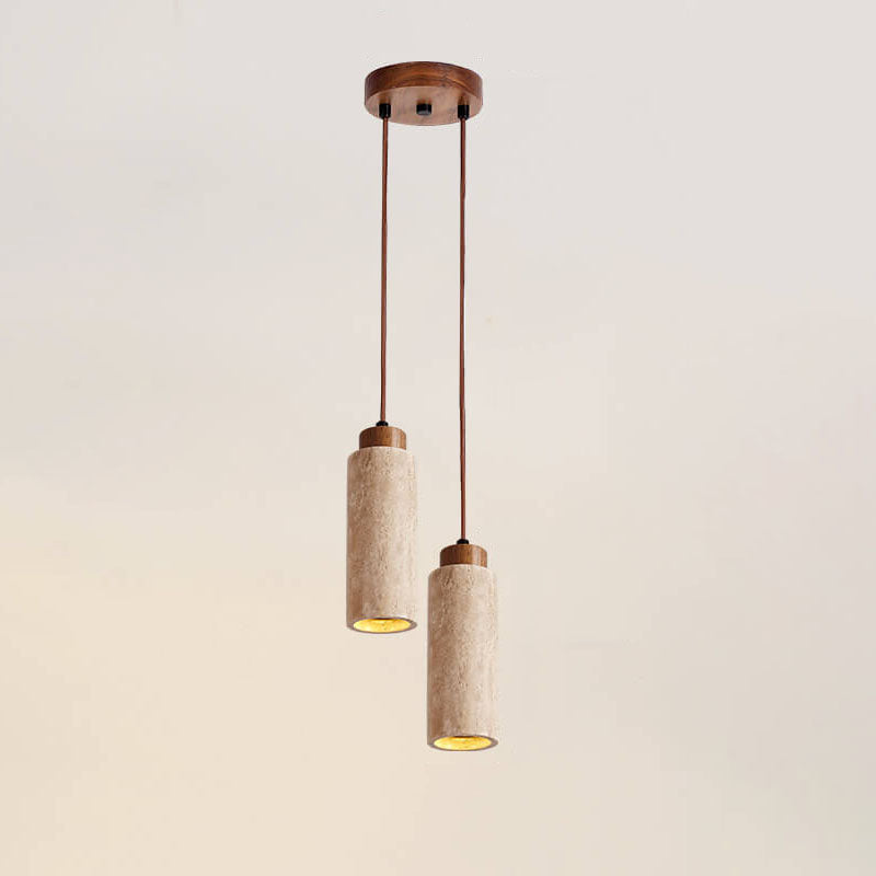 Japanese Wabi-Sabi Solid Wood Stone Island Chandelier