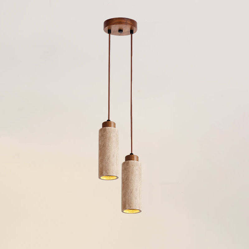 Japanese Wabi-Sabi Solid Wood Stone Island Chandelier