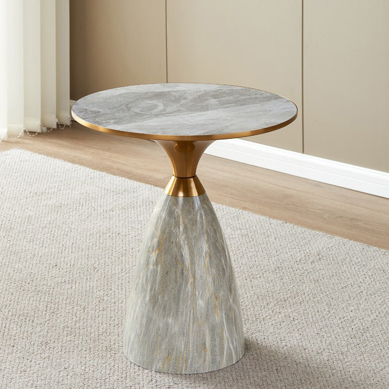 Modern Cone Rock Slab Steel Side Table