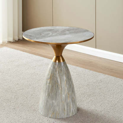 Modern Cone Rock Slab Steel Side Table