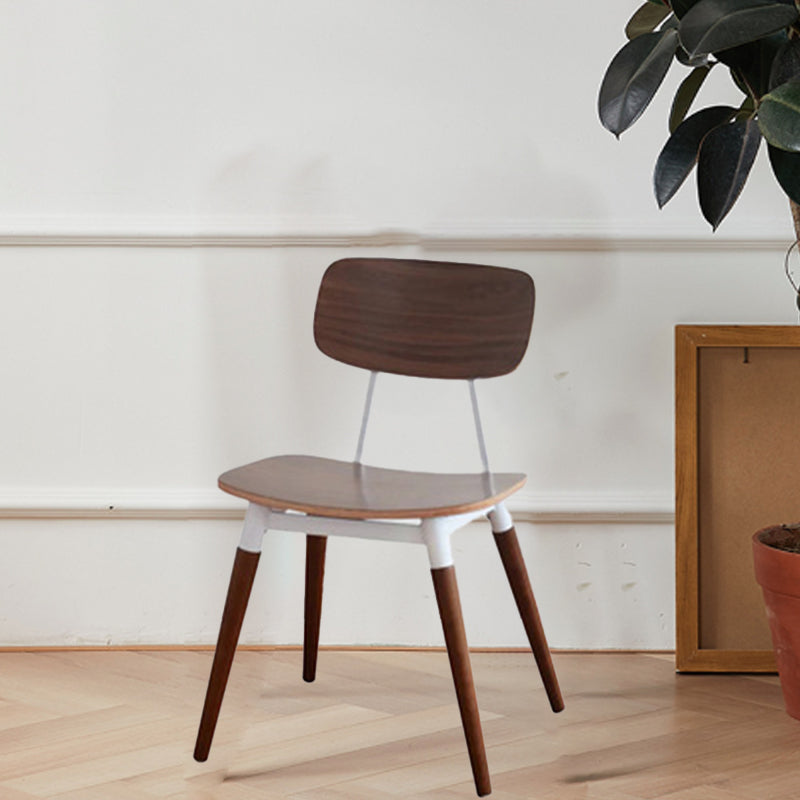 Scandinavian Square Wood Iron Chair — Wood + Black
