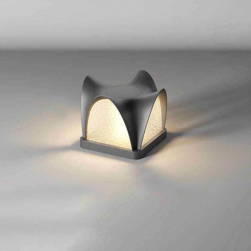 Art Deco Solar Curve Cube LED Outdoor Landscape Light