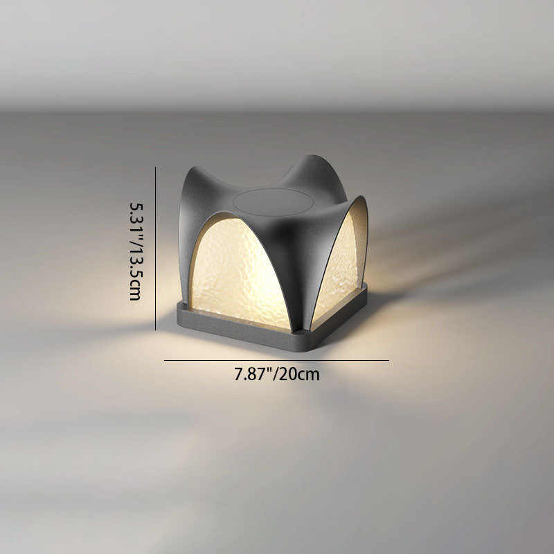 Art Deco Solar Curve Cube LED Outdoor Landscape Light